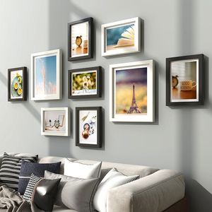 Frames 9Pcs Set Natural Wood Picture Wall Decor P o Frame For With Plexiglass Classic Wooden Hanging 230915