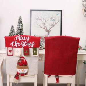 Cartoon Christmas Decorations Doll Figure Chair Cover Santa Reindeer Table Chair Covers Home Kitchen Ornaments Xmas Gifts