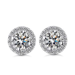 9K 14K 18K Gold Stud okrągłe kształt Grupa D F Kolor VVS Clarity Moissanite Stone Earring Piękny na zawsze Brilliant2928