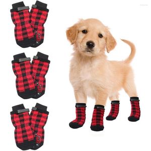 Hundkläder 4st Pretty Puppy Short Socks Cotton Fastener Tejp slitstarka husdjurskydd Dekorativ