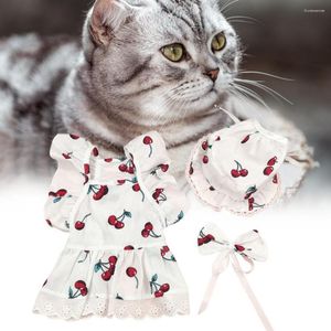 Dog Apparel Pet Dress Floral Design Three-piece Suits Set Outfits For Small Dogs Cats On Special Occasions