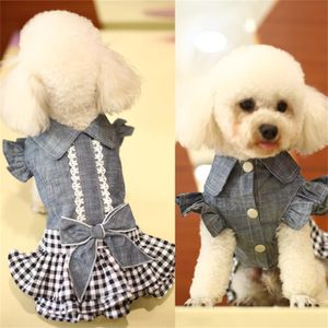 Dog Apparel Pet Cowboy Bow Party Clothes for Puppy Cat Lace Skirt Mesh Princess Tutu Dresses 230915