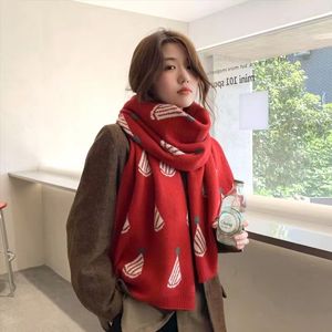 Scarves 2023 Winter Red Lovely Scarf Couple Cute Classic Shawl Cartoon Deer Pattern Christmas Gift Warm Ins Long Wrap Student Dailywear 230914