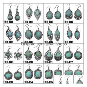 Dangle Chandelier 30 Styles Bohemian Turquoise Earrings Flower Owl Elephant Turtle Dolphin Butterfly For Women Fashion Drop Delivery J Dhcnl