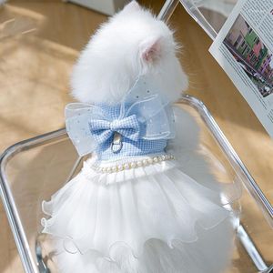 Dog Apparel Xiaoxiangfeng Pet Gauze Skirt Blue Puppy Princess Summer Birthday Gift Fashion Clothing XS-XL