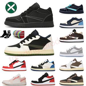 dhgate sapatos infantis jumpman 1 tênis de basquete cactus jack reverso mocha preto fantasma tênis infantil menino e menina sapatos infantis oliva criado dedo do pé panda tamanho grande 4y jovem criança