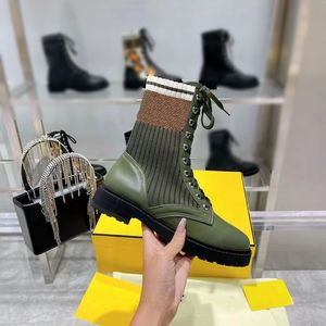 Boots Designer Genuine Leather Sheepskin Silhouette Ankle Boots stripe Stretch High Heels Sneakers Women shoes Slip-on Motorcycle Boots Ladies Walking Shoes