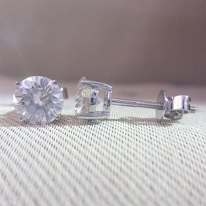 Orecchini con diamanti Moissanite a taglio rotondo positivo in oro bianco 14K 585 con retro a vite DF Colore 2ctw positivo per le donne CJ191203238E