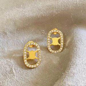 Romantic luxury designer simple stud 18k Gold women letter logo engrave dangle earrings girls wedding jewelry gift CHD23091513 capsmens