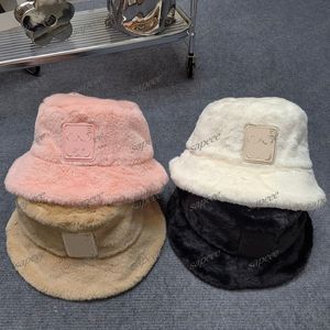 Chapéu de baldes de inverno chapéus de pescador cabelo de coelho sólido carta bordado chapéu de balde de natal moda chapéus de rua unissex popular 239151pe