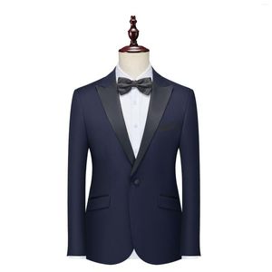 Mäns kostymer lyxiga män Slim Fit Suit Jacket Dress Show Host Groom Wedding Banket Man Blazer Formell Business Black Navy Blue Costume Homme