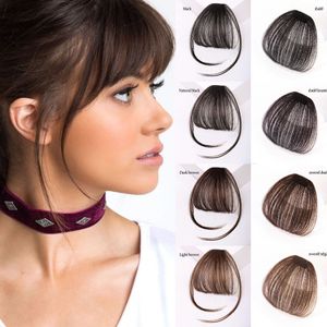 Natural-Looking Heat-Resistant Synthetic Hair Bangs for Women in Black and Brown