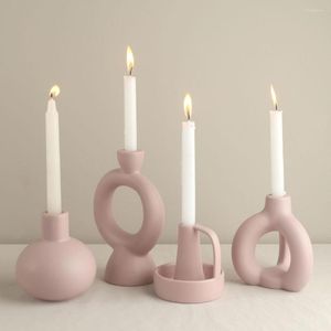 Candle Holders Lavender Holder Ceramic Candlestick Home Decor Wedding Table Decoration Tabletop Ornaments