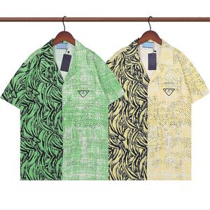 2023 Designer de luxo camisas dos homens moda geométrica impressão camisa de boliche havaí floral camisas casuais homens fino ajuste manga curta varie206m