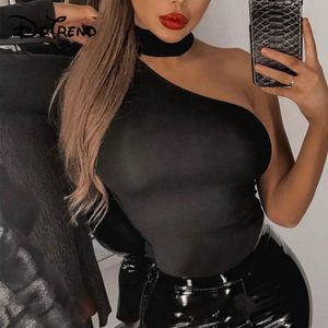 Kvinnors jumpsuits rompers sluttning halsringning halter bodycon body top kvinnor singel långärmad sexig bodysuits femme mager knapp party outfits 230914