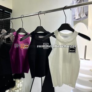 Sexy Off Shoulder Tanks Top Women Knitted Vest Fashion Halter Knits Tops Designer Summer Knitwear