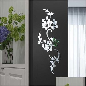 Mirrors Acrylic Mirror Wall Sticker Removable Flower Decals 3D Stickers For Home Living Room Bedroom Decorationmirrors Mirrorsmirrors Dhqlr