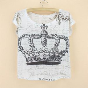 Hel-Black Crown Summer Dress White Plus Size Summer Women T-shirt God kvalitet som säljer nya ankomst Womens Clothing273J