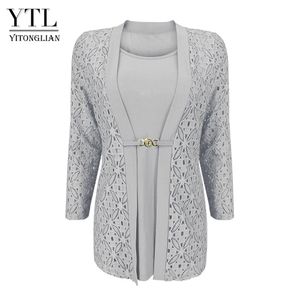 Blusas femininas Camisas YTL Mulher Elegante Manga Longa Oco Crochet Plus Size Blusa Camisa Outono Inverno Tops para Escritório de Trabalho H384B 230915