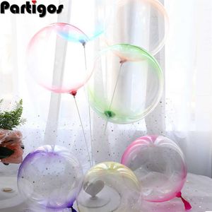 10pcs 18 Inch Double Color Crystal Bubble Balloons Round Bobo Transparent Balloon Wedding Birthday Party Helium Inflatable Decor Y316A