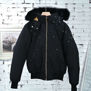 2023 Autunno Inverno uomo piumino d'anatra bianco Parka giacche con cerniera in pelliccia con cappuccio a righe da uomo slim cappotti corti ME002