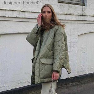Kadınlar Down Parkas Kadın Ceketleri Y2K Yeşil Patchwork Moda Kapitone Katlar Kadın Kış Sokak Giyin