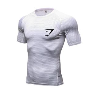 Homens camisetas T-shirt branco manga curta homens fitness top mma camisa de treinamento verão moletom ginásio compressão rápida d213s