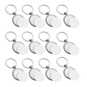 Keychains Sublimation Blank Keychain Round Heat Transfer Metal Board Key Rings Thick Po KeychainKeychains298d