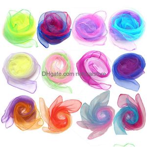 Scarves 60X60Cm Gradient Color Dance Band Scarf Magic Square Jling Nylon Tricks Performance Props Accessory Rhythm For Kids Drop Deliv Dhefg