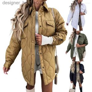 Women Parkas Parkas Kurtki Wzór Stylowy płaszcz z kurtką Kieszenie Kobiety Windproof Classic Szyged Inner Quilded L230915