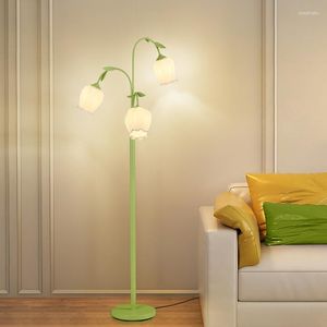 Lampy podłogowe Nowoczesne nordyckie zielone lampa Kwiat Kreatywny 3 światła Decor LED Decor do domu sypialnia salonu