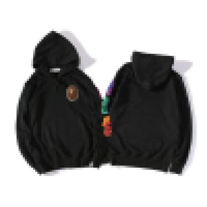 New A Bathing Head Embroidery Side Zipper Hoodie Black