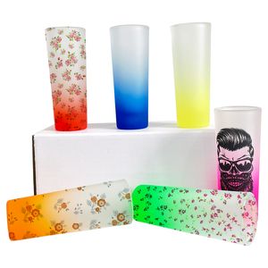 USA warehouse BPA free Popular Special Style 2.5oz gradient frosted Multicolored Shot Glass blank sublimation heavy base drink glass suitable for vinyl