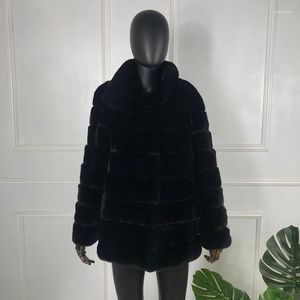 Pele feminina 2023 moda rex casaco mangas completas chinchila cor de alta qualidade genuíno