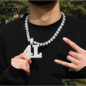Custom Name A- Z Fl Diamond Letters Pendant Necklace For Men Women Gifts Icy Cubic Zirconia Hip Hop Jewelry Drop Delivery