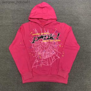 Felpe con cappuccio da uomo Felpe 22ss Spider Pink Felpe con cappuccio Sp5der Young Felpe Streetwear Thug 555555 Angel Hoody Uomo Donna 11 Web Pullover Consegna veloce L230915