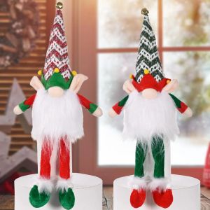 Christmas Gnome Lights with Bell Plush Tomte Ornament Santa Scandinavian Figurine Xmas Doll Decoration Home Party Gifts 915