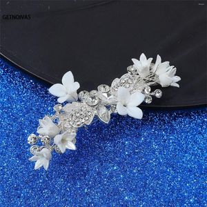 Hårklämmor Flower Clip -tillbehör för kvinnor Bröllopshuvudstycke Bridal Crystal Floral Style Barrette Jewelry Bridesmaid