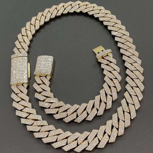 Męskie złote łańcuchy 20 mm mrożone sterling Sier Naszyjnik Zęzło VVS MOISSANITE Cuban Link Łańcuch