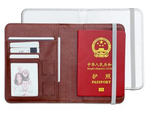5pcs kart sahipleri süblimasyon diy beyaz çift taraflı boş PU çok fonksiyonlu iş pasaportu kapağı