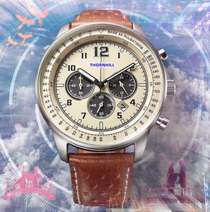 Populära män tre ögon digitala siffror ringer klockor Stoppur Lumious Clock Quartz Movement Chronograph Rose Gold Silver Case All Crime Timing Armband Watch