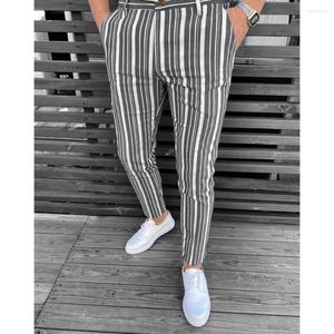 Men's Pants Classical Chinos Mens Slim Fit Striped Casual Trousers Business Fashion Male Brand Clothing For Spring Summer