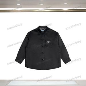 Xinxinbuy Men Designer Coat Jacket Metal Triangle Label Label Fabric Paris Long Sleeve Women Black Khaki Gray M-2XL2745