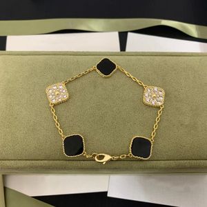 four leaf clover bracelet jewlery designer for women Luxury bracelet designer Pearl 18K Gold Laser Brand gold Charm Bracelets Diamond shiny jewelry accessories