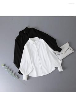 Этническая одежда Camisa Feminina Solta Com Manga Lanterna Blusa Folgada Gola Elegante Estilo Coreano Moda Urbana Para Outono