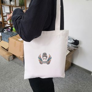 USA-Lager, waschbar, Lebensmittelgeschäft, wiederverwendbar, Baumwollgefühl, weiß, Blanko-Sublimation, 100 % Polyester-Leinen, große faltbare Reisetasche, Strandtasche