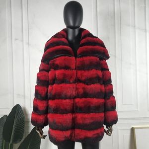 Kvinnors päls kvinnor vinter kappa rex jacka mode varmt stora vändkrage överrock överrock