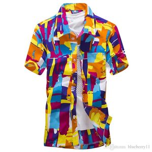 Men's Casual Shirts Fashion Men Hawaii Shirt Beach Floral Tropical Seaside Hawaiian Quick Dry Brand Camisas Mens Dress Big Si290n