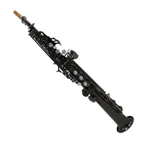 Eastern music prof use full body shiny black straight Soprano Saxophone