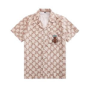 Herrmode skjortor Casual Button Down Hawaiian Shirt Letter Print Single Breasted Designer Summer Top Short Sleeve Flower B234A